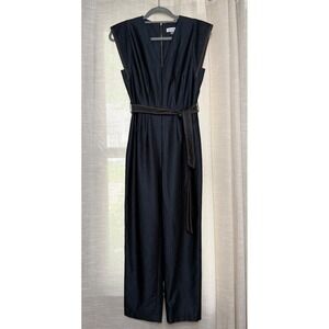 Calvin Klein Black Sleeveless V-Neck Belted Jumpsuit